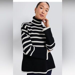 Black Striped Turtleneck Sweater - New With Tags Size Small